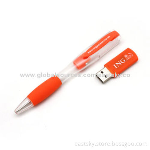 Plastic Pen-shaped USB Drive, Four Optional Logo Imprint Locations, OEM Orders are AcceptedNew